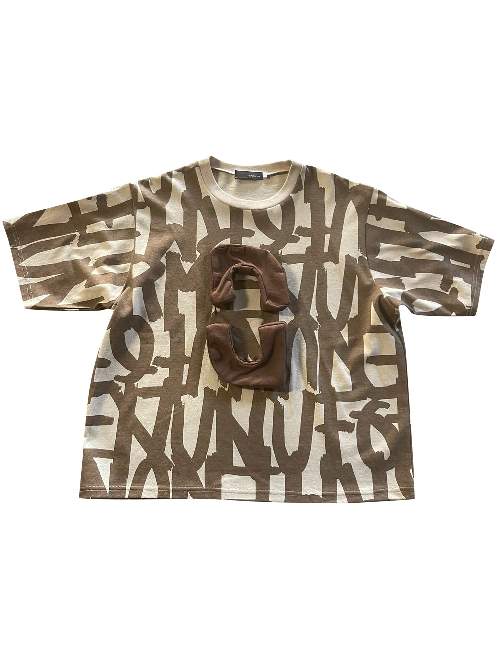 Brown and White 3D Logo Tee