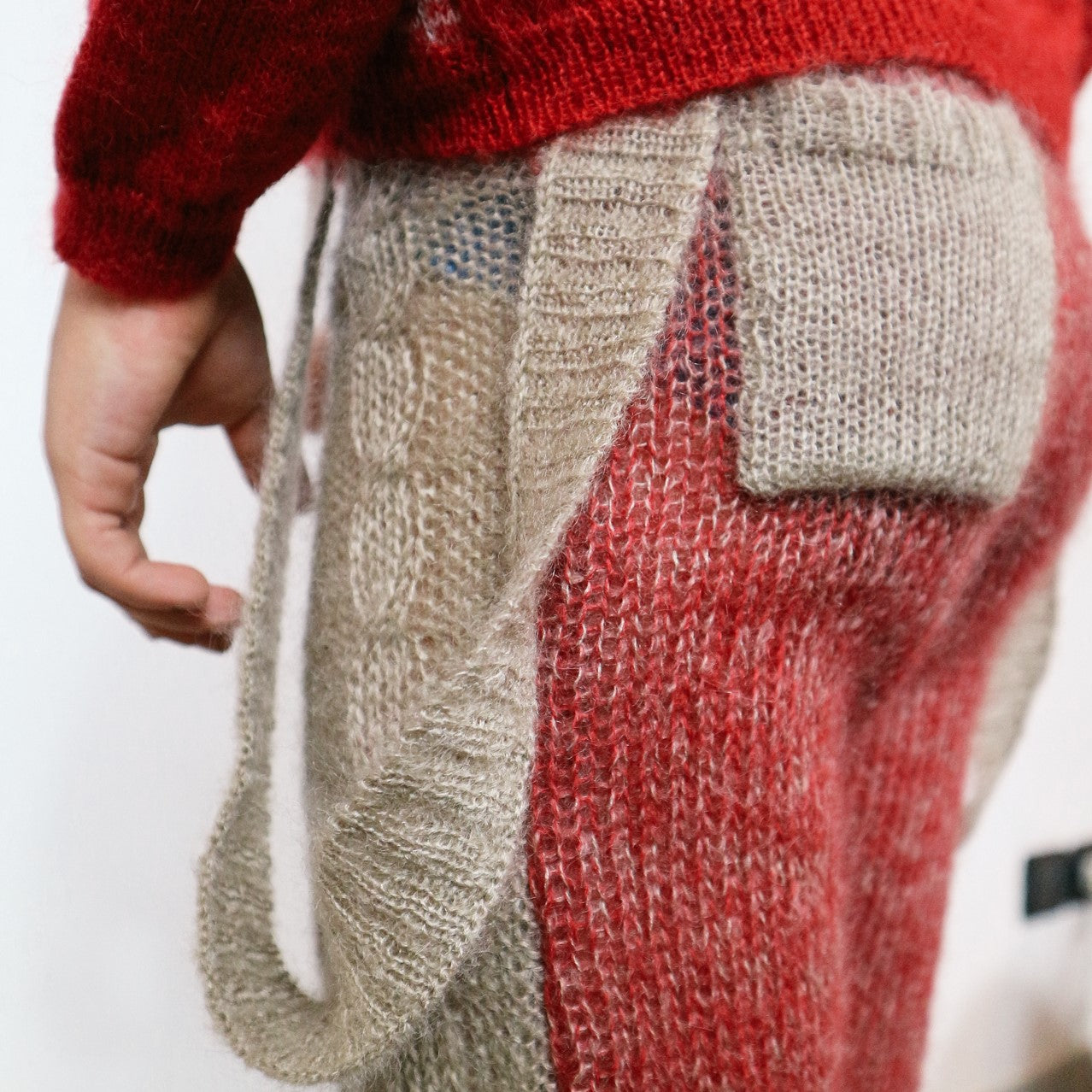 Red and Beige Knit Leggings