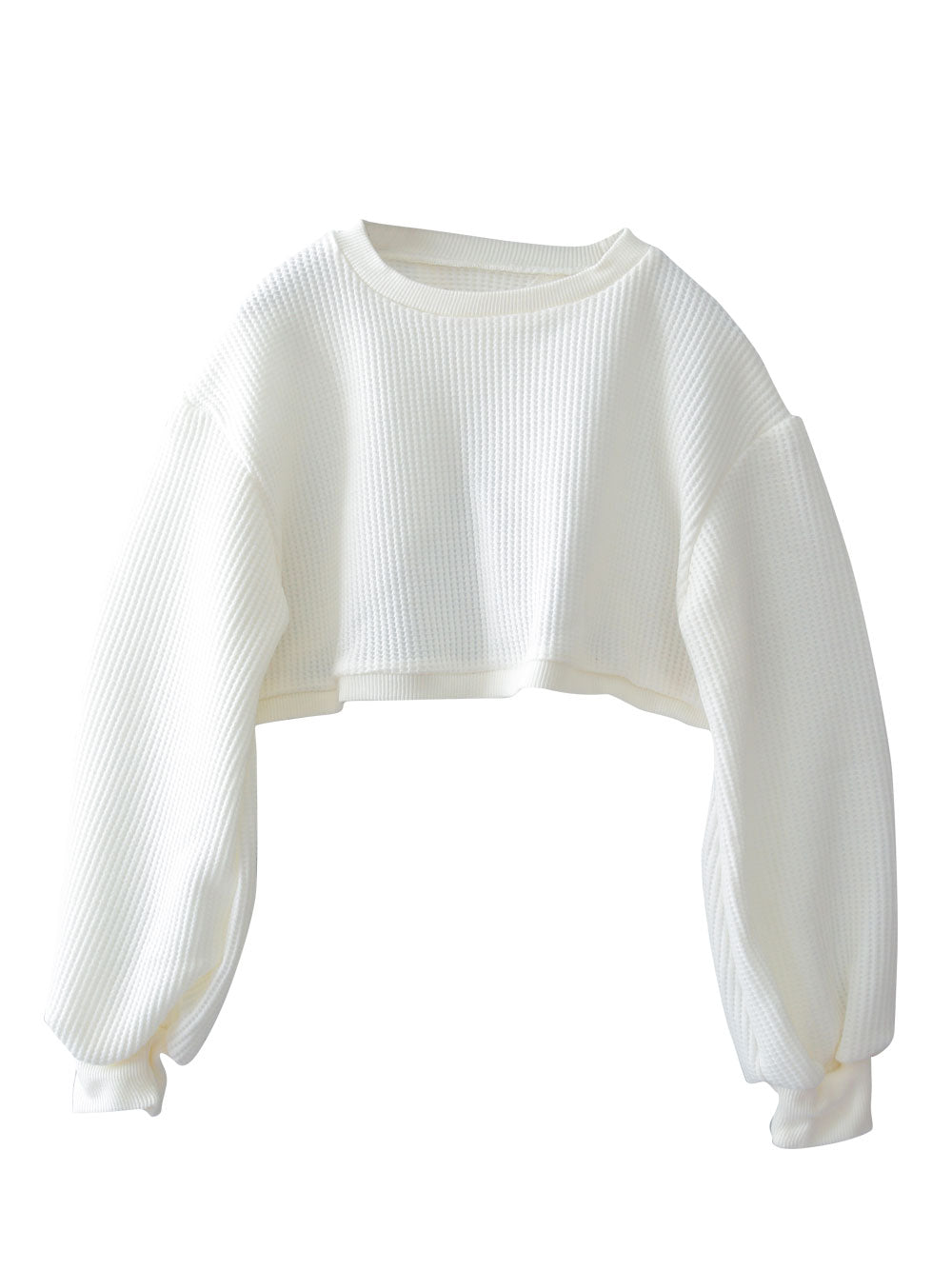 Cropped Waffle Pullover