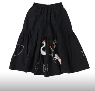 Black Dungaree Switched Design Skirt
