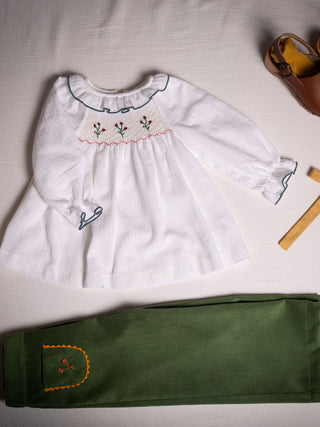 Embroidered Smocked Blouse