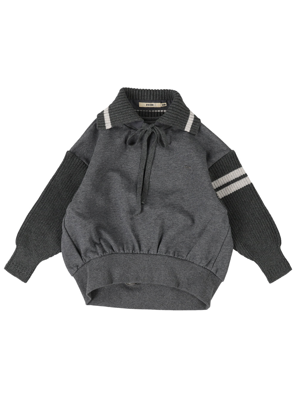 PREORDER: Knit Sleeve Grey Sweatshirt