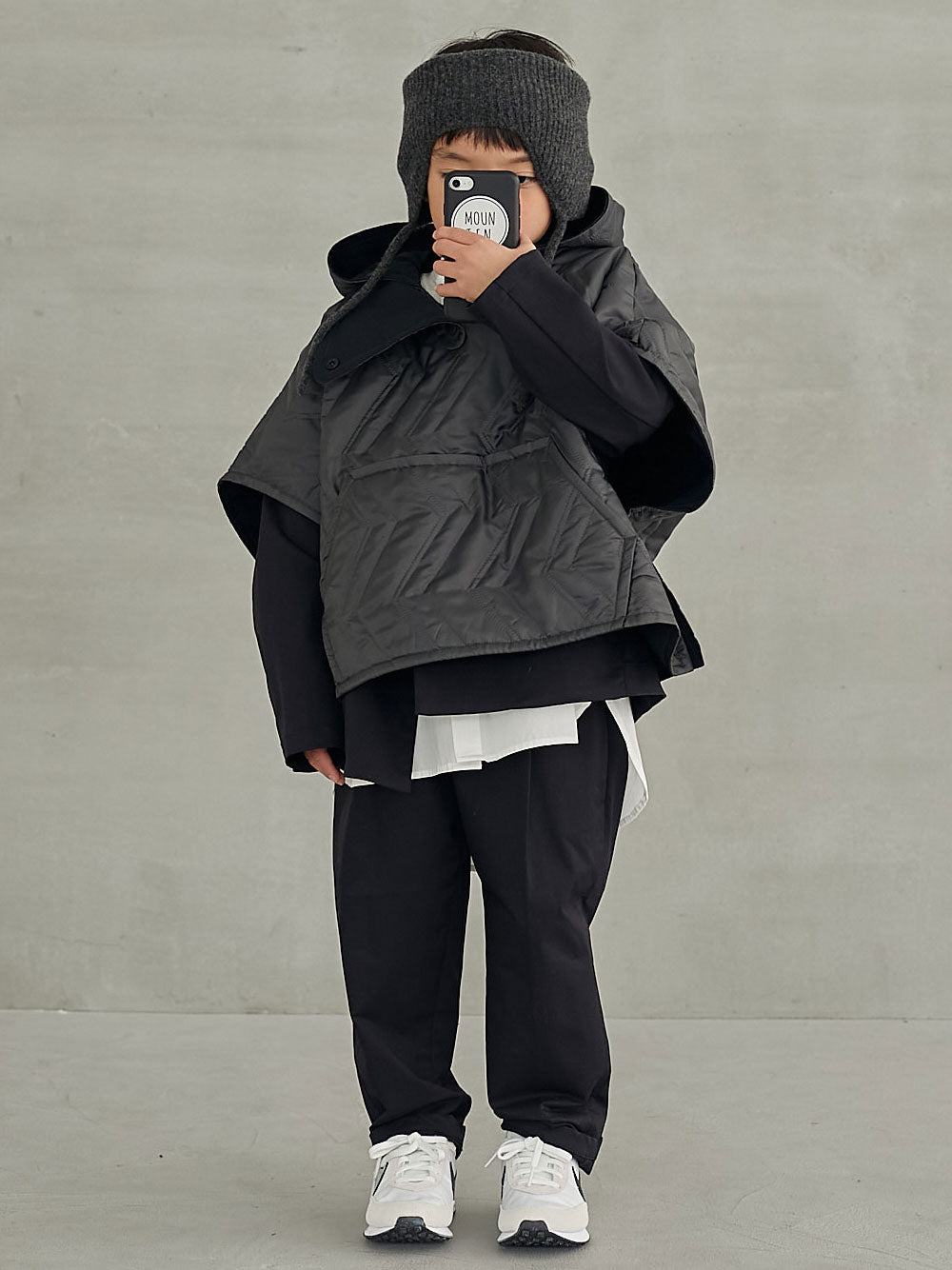 PREORDER: Reversible Poncho Charcoal Hoodie