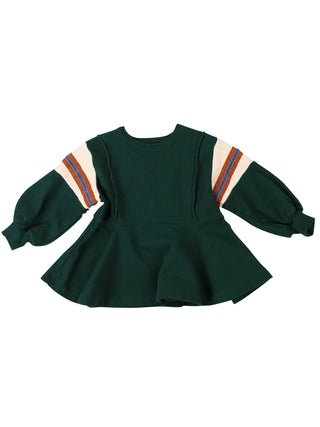 Green Stripe Puff Sleeve Top