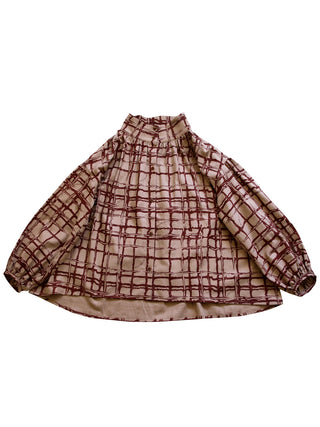 Chocolate Check High Collar Shirt