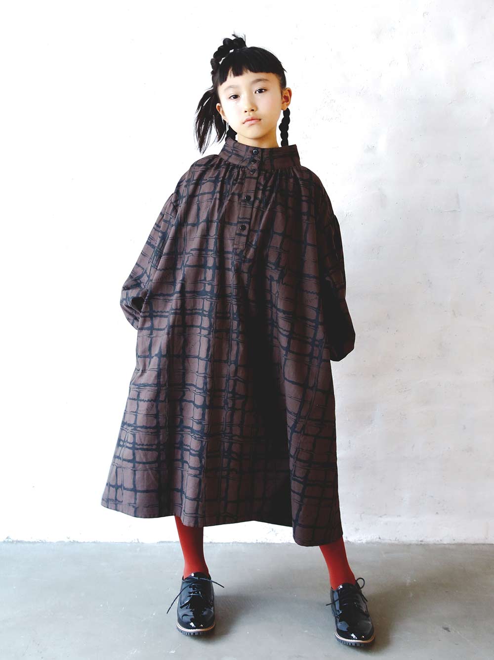 Checked Back Gather Onepiece Dress