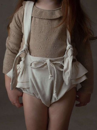 Beige Frilled Collar Romper