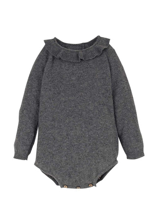 Grey Frilled Collar Romper Suit