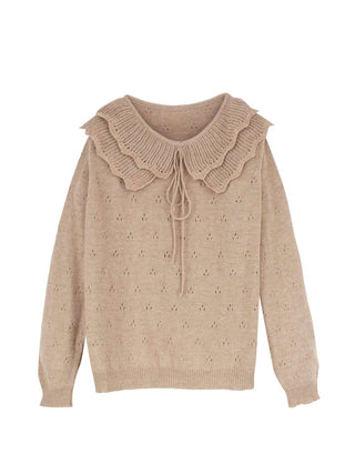 Beige Frill Knit Top