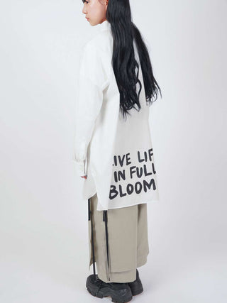 Slogan White Long Blouse