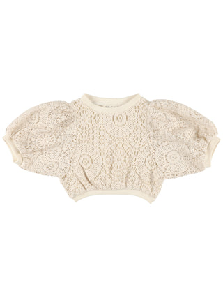 Puffed Sleeve Crochet Top