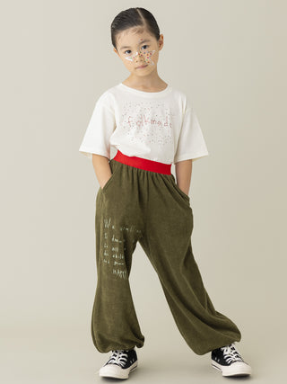 Khaki Embroidery Pile Pants