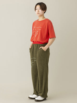 Khaki Embroidery Pile Pants