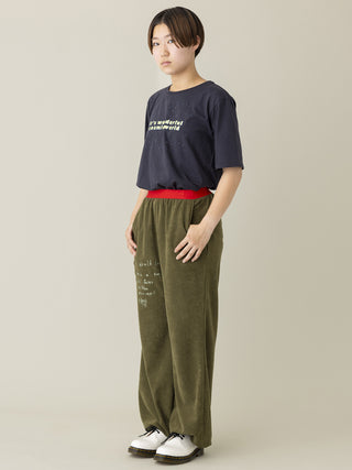 Khaki Embroidery Pile Pants