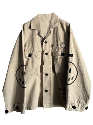 Beige Millitary Peace Jacket