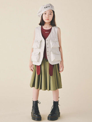 Olive Tack Flare Skirt