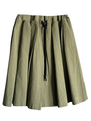 Olive Tack Flare Skirt