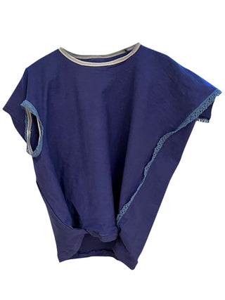 Navy Origami Slub Top