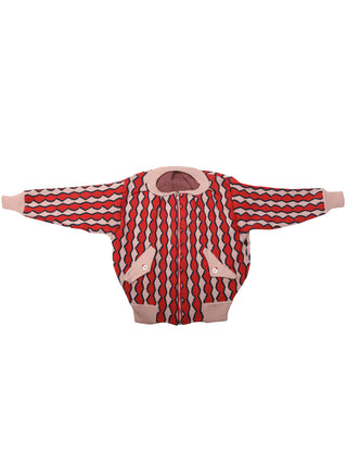 Jacquard Red Bomber Jacket