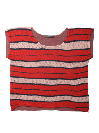 Red Jacquard Striped Knit Tee