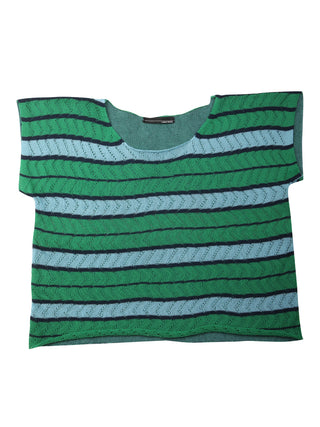 Green Jacquard Striped Knit Tee