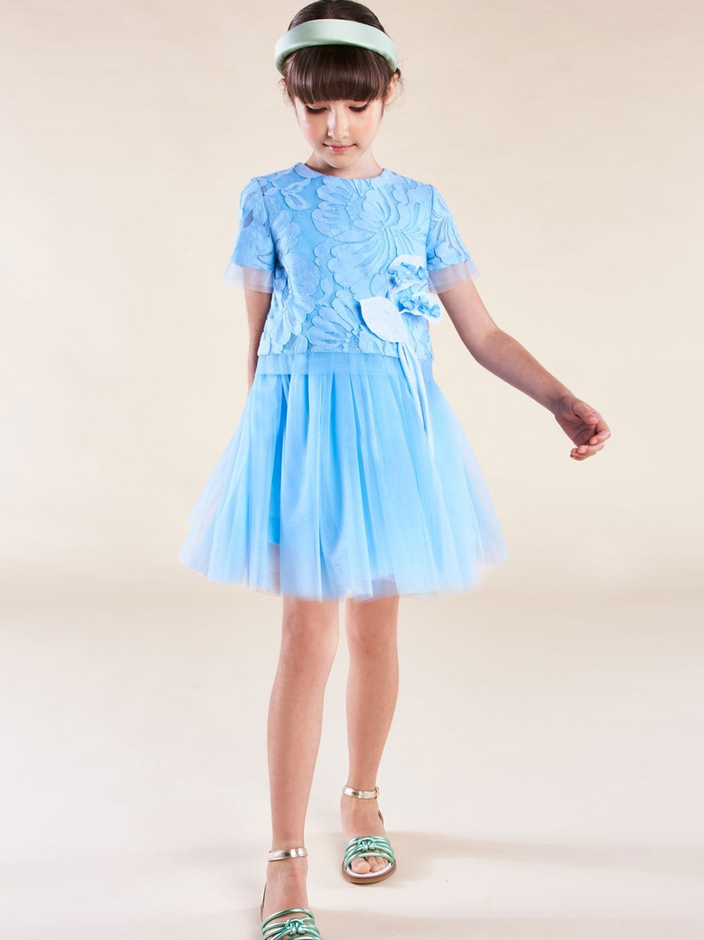 PREORDER:Pleated Skirt Lace Dress
