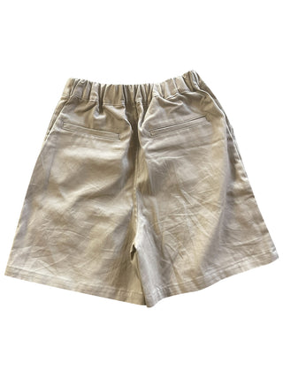 Pleated Beige Pocket Shorts