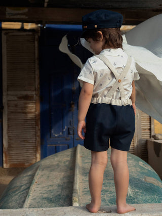 Navy Dungaree Shorts