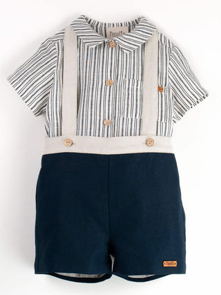 Navy Dungaree Shorts