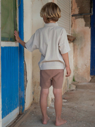 Brown Textured Bermuda Shorts