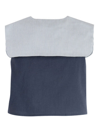 Navy Bib Collar Blouse