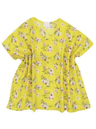 Yellow Flower Print Kaftan