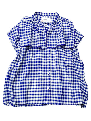 Blue Checked Shirring Shirt