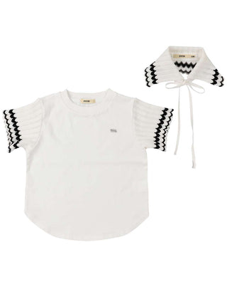 White Weaving Tenjiku Collar Top