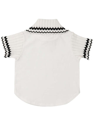 White Weaving Tenjiku Collar Top