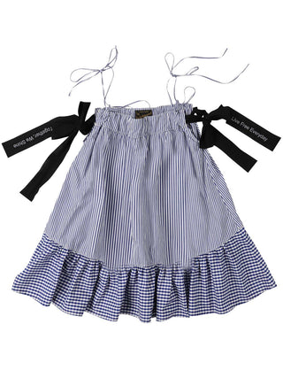 Gingham and Striped Ribbon Dress