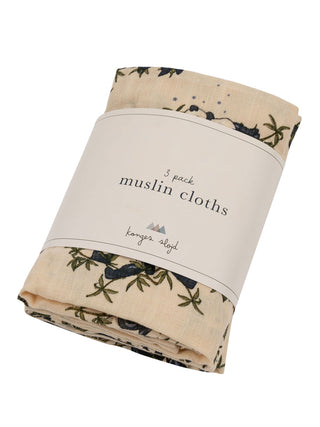 Panda Nuit 3 Pack Muslin Cloth Gots