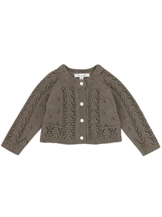 Khaki Paige Knit Baby Cardigan