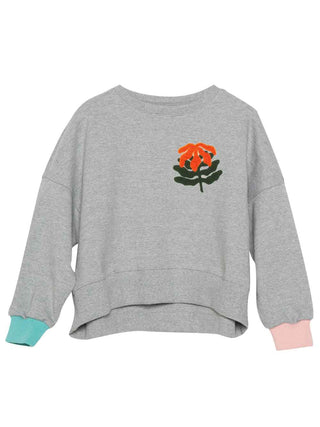 Flower Color Cuff Wide Pullover