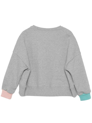 Flower Color Cuff Wide Pullover