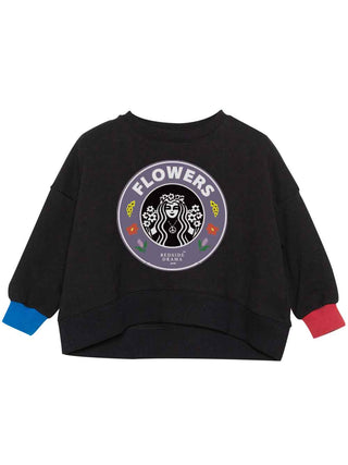 Black Flower Bucks Wide Pullover