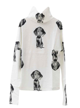 Black Dog Print Turtleneck