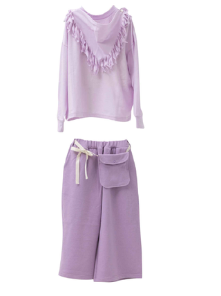 Lavender Wide Sweatpants with Sling Bag