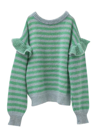 Stripe Frilled Pullover