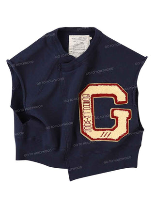 Navy Sleeveless Sweatshirt