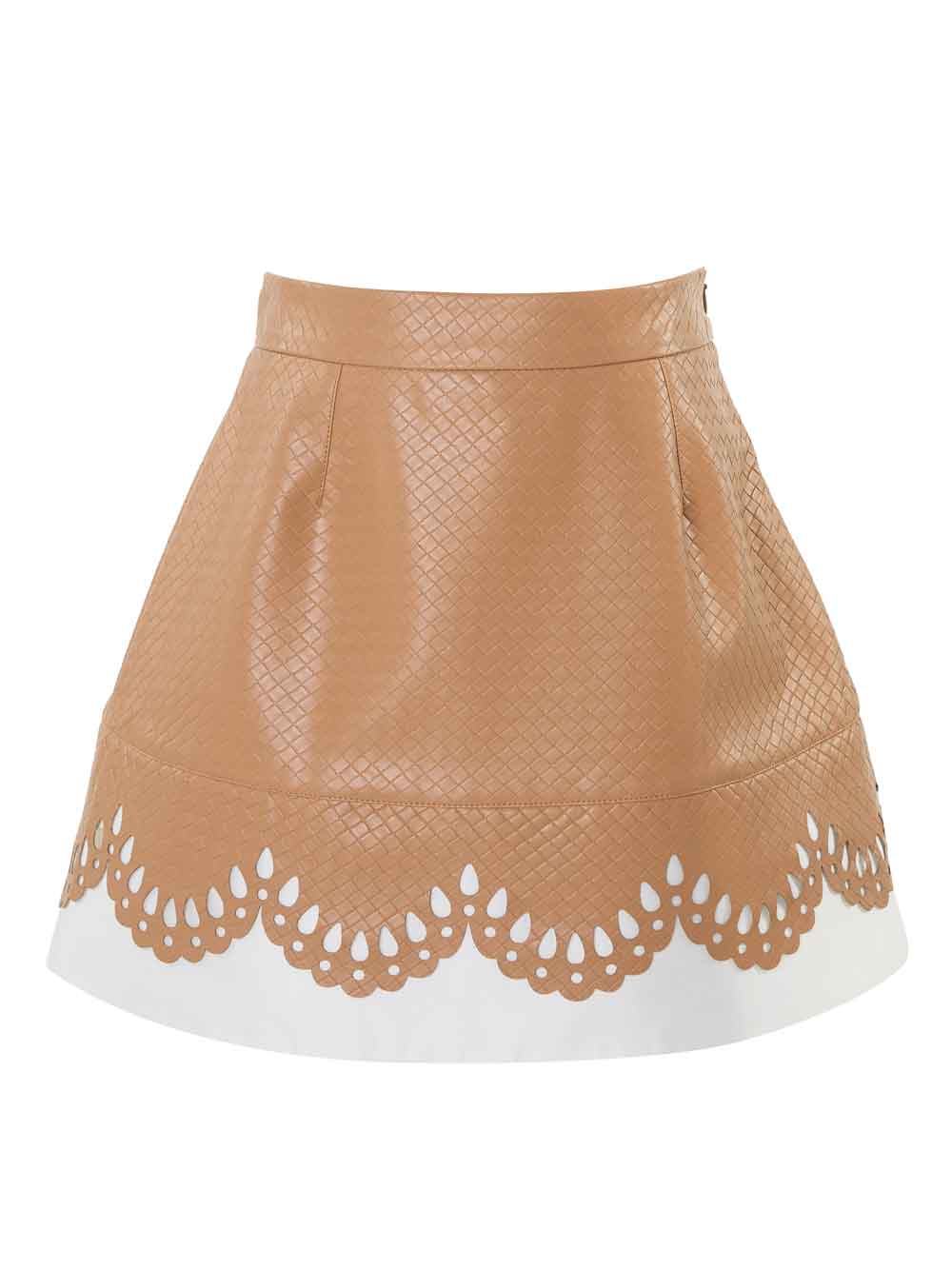 Laser Cut-Detail Ecoleather Skirt