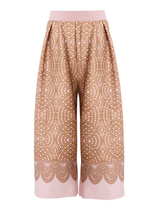 Macrame Print Soft Knit Trousers