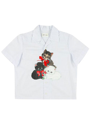 PREORDER: Udo Kittens Blue Printed Shirt