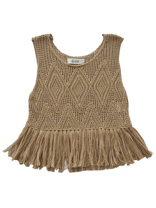 Lacework Camel Knit Top