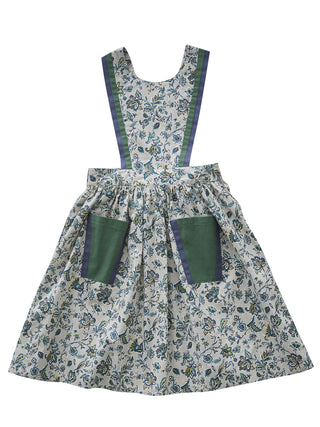 Multi Flora Pinafore Beige Dress